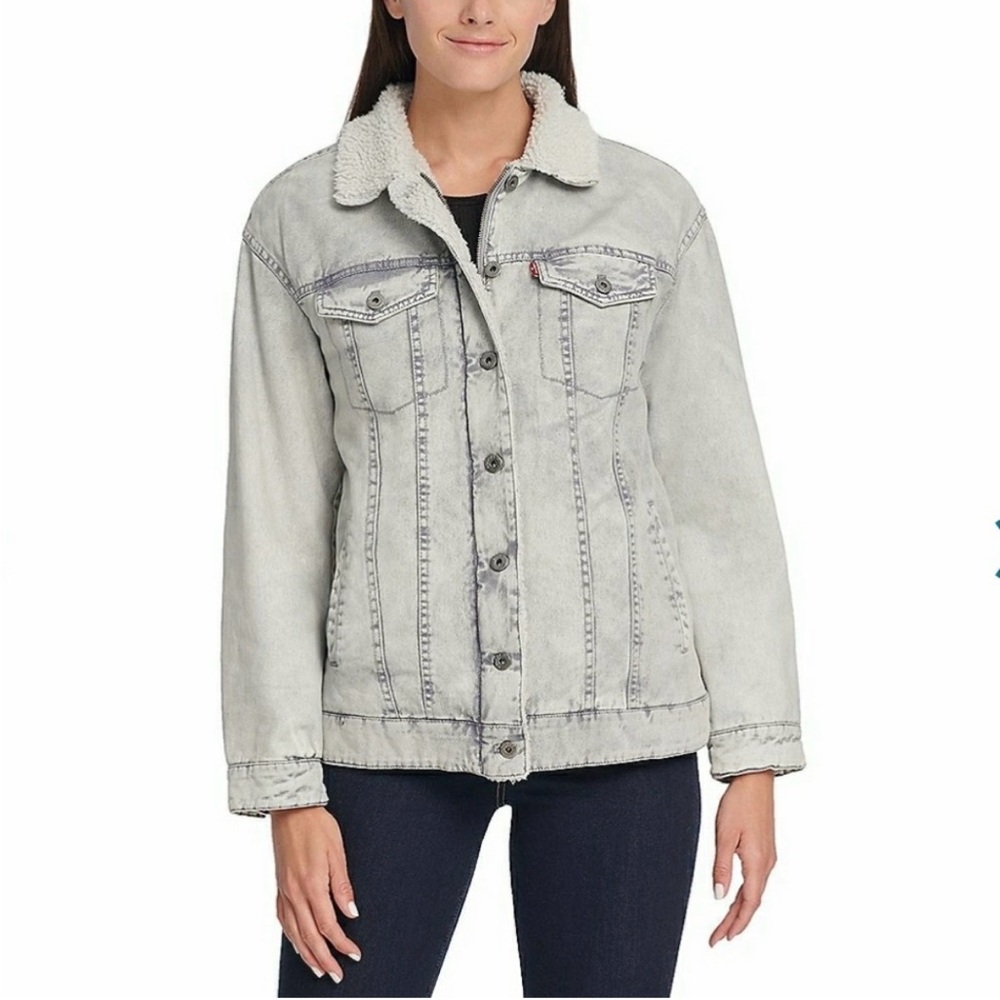 Levi's Light Gray Sherpa-Lined Denim Jacket